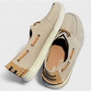 TOMS Men’s “Culver” Slip On Coated Linen + Suede Boat Shoes
